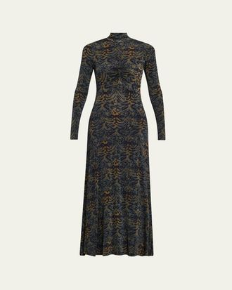 Ulla Johnson Koa Ruched Jersey Turtleneck Maxi Dress