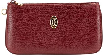 Cartier Must Bordeaux Wine Red Leather Coin Purse/Coin Case (Pre-Owned)