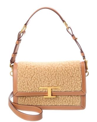 Tod's T Timeless Leather & Wool Shoulder Bag