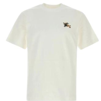 Burberry Check Trim Katoenen T-shirt - Heren - T-shirts - Wit - S - Katoen - Tops