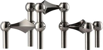 Stoff Nagel Kerzenhalter, schwarz / chrom (3er-Set)