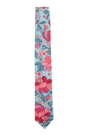 Lords of Harlech Taddeo Merino Wool Tie in Catalan Floral Teal at Nordstrom