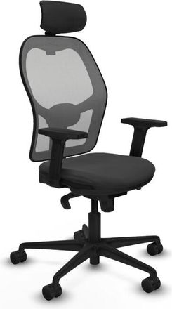 Piqueras y Crespo Piqueras Y Crespo - Jorquera Sincro Malla Gris Similpiel Gris Oscuro Brazos 2d Base Nailon Cabecero 2d Ruedas 65mm Nailon