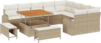 vidaXL Conjunto De Sof&aacute; De Jard&iacute;n Con Coj&iacute;n 12 Pcs Beige Polirat&aacute;n Vidaxl