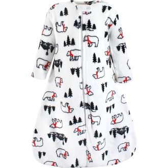 Hudson Baby Flannel Sleep Sack with Plush Full-Arm Coverage in Long-Sleeve Winter Bear at Nordstrom