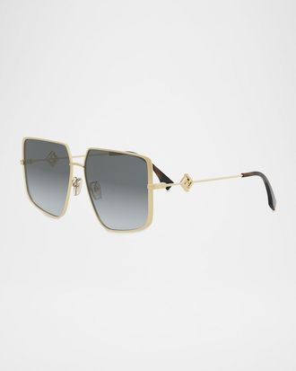 Fendi FF Square Metal & Acetate Sunglasses