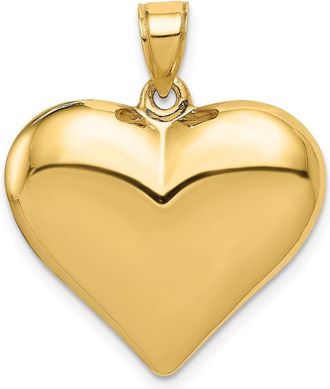 Diamond2Deal 14k Yellow Gold Polished 3-D Puffed Heart Pendant