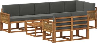 vidaXL Conjunto De Sof&aacute;s De Exterior 9 Uds. Natural Y Antracita Vidaxl