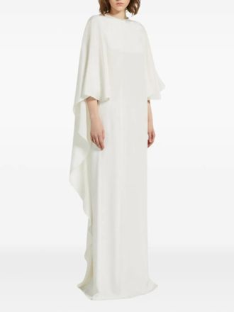 Max Mara embellished-neckline maxi bridal dress - women - Silk/Silk/Acetate/Polyamide - 42 - White