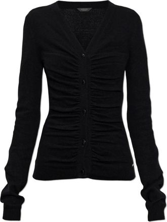 Balenciaga Cashmere cardigan - Dames - Cashmere truien - Zwart - M - Leer - Truien & Vesten