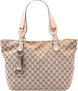 Gucci Pre-owned Tote Bags, female, Brown, Size: ONE SIZE Pre-owned Canvas Tote Bag