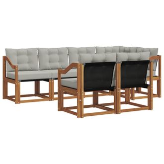 vidaXL Conjunto De Sof&aacute;s De Exterior 7 Pcs Gris Natural Y Claro Vidaxl