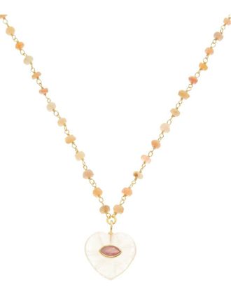 Rachel Reinhardt Jewelry Vermeil Rose Quartz & Pink Opal Pendant Necklace