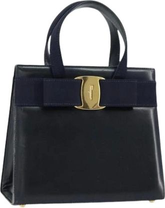 Ferragamo Pre-owned Handbags, female, Blue, Size: ONE SIZE Pre-owned Leather Handbag