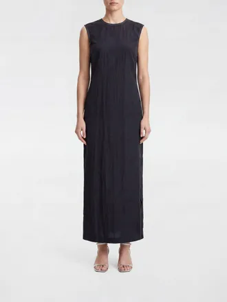Filippa K Sleeveless Midi Dress in Acetate with Cut-Out Detail