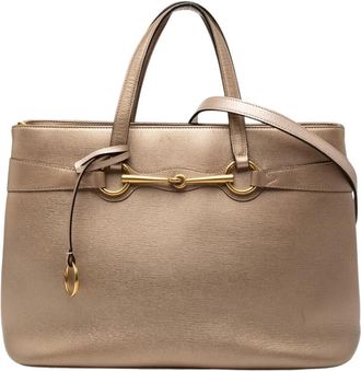 Gucci Pre-owned Leren Tote Bag - Dames - Vintage Shopper - Geel - ONE Size - Leer - Vintage