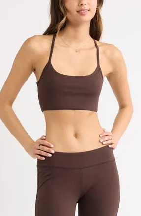 BP. Stretch Cotton Racerback Bralette in Brown Coffee at Nordstrom, Size Xx-Small