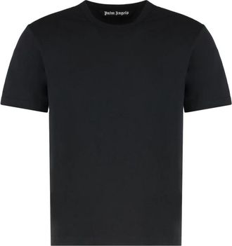 Palm Angels Logo Neck Label Katoenen T-shirt - Heren - T-shirts - Zwart - M - Katoen - Tops