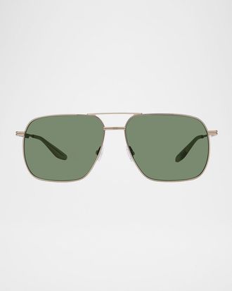 Barton Perreira x 007 Men & apos;s Royale Double-Bridge Titanium Aviator Sunglasses