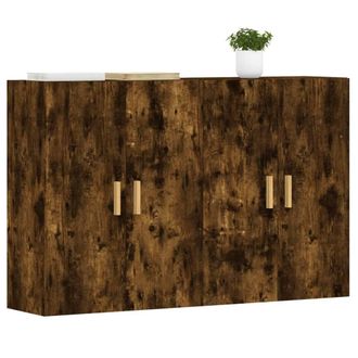 Berkfield Home Wall Mounted Cabinets 2 pcs Smoked Oak Engineered Wood in Brown