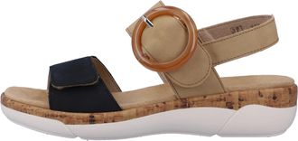 Remonte Keilsandalette REMONTE, Damen, Gr. 36, blau (sand, dunkelblau), Leder, Lederimitat, Schuhe Keilsandalette, Sommerschuh, Riemchensandale, praktische Kl