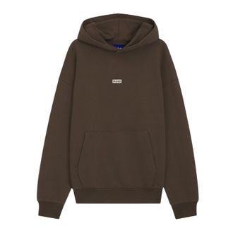 HUGO BOSS Hugo Heren Logo Katoen Overhead Relaxed Fit Hoodie (Donkerbruin)