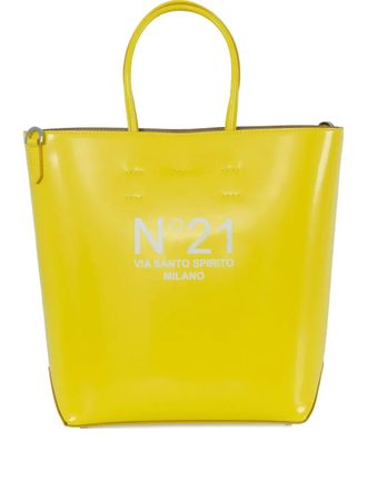 N&deg;21 logo-detail leather tote bag - Yellow