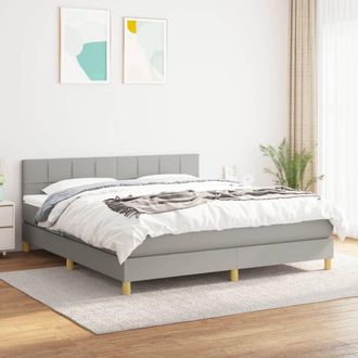 vidaXL Vidaxl - Cama Box Spring Con Colch&oacute;n Tela Gris Claro 180x200 Cm