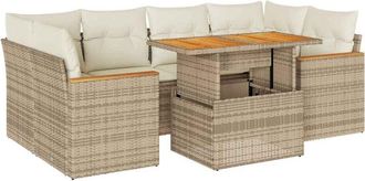 vidaXL Set Sof&aacute;s Jard&iacute;n Y Cojines 6 Pzas Rat&aacute;n Sint&eacute;tico Acacia Beige Vidaxl