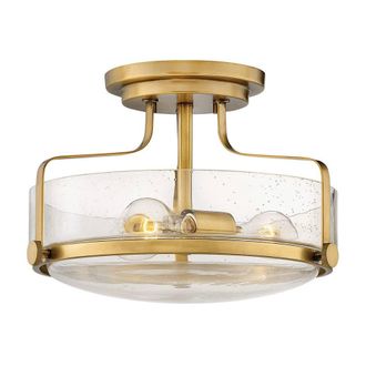 Netlighting Harper 3 Light Bowl Semi Flush Ceiling Light Heritage Brass in Yellow