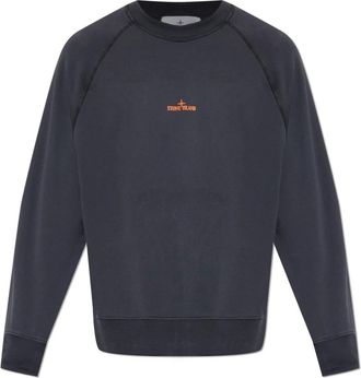 Stone Island Logo Sweatshirt - Heren - Sweatshirts - Blauw - L - Katoen - Hoodies & sweatvesten