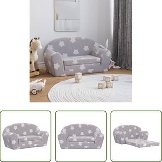 vidaXL vidaXL Poltrona per bambini - Divano Letto Bambini a 2 Posti Grigio Chiaro con Stelle Peluche