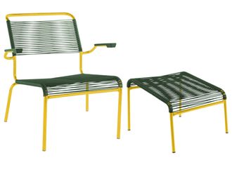 Schubiger M&ouml;bel Spaghetti-Lounger + Hocker S&auml;ntis mit Armlehnen