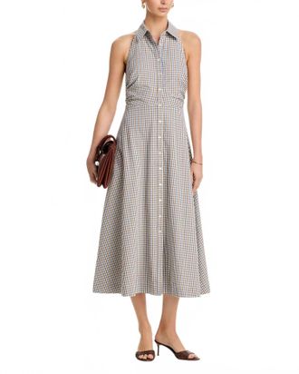 Veronica Beard Mackey Halter Midi Dress In Acorn Multi