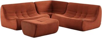 Sweeek Sof&aacute; envasado al vac&iacute;o esquinero modular de terciopelo acanalado con