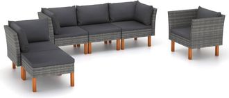 vidaXL Set De Muebles De Jard&iacute;n 6 Pzas Rat&aacute;n Sint&eacute;tico Eucalipto Gris Vidaxl