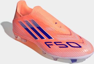 adidas Fussballschuh ADIDAS PERFORMANCE F50 LEAGUE LACELESS FIRM/MULTI-GROUND BOOTS, Gr. 47, beam orange, lucid blau, cloud wei&szlig;, Synthetik, Textil, Schuhe F