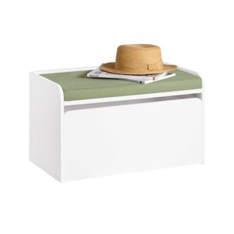 SoBuy Sobuy - Organizador De Juguetes Multifuncional Con 1 Caj&oacute;n M&oacute;vil Banco Almacenaje Para Ni&ntilde;os Con Coj&iacute;n 60 X 34 X 35 Cm Blanco Kmb80-w Es