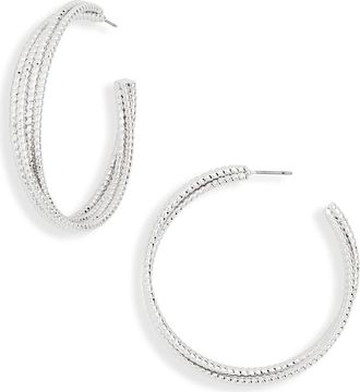 Nordstrom Rack Textured Four Row Hoop Earrings in Silver at Nordstrom Rack