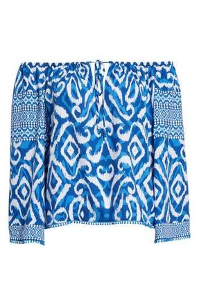 Alice & Olivia Devina Off the Shoulder Top in Artisan Ikat French Blue at Nordstrom Rack, Size Small