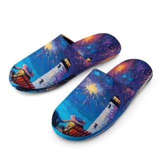 Generic Lighthouse U.S. Mens Cozy Memory Foam Slippers Warm Cotton House Shoes Comfy Slipper for Indoor Outdoor