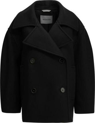 Balenciaga Cocoon Korte Jas - Dames - Mantels - Zwart - Maat: S Zijde