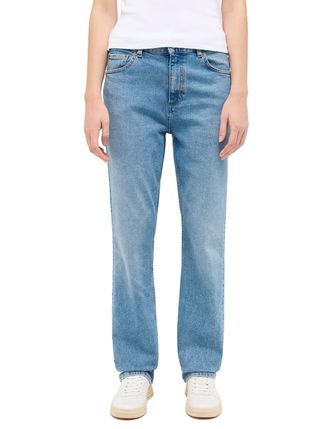 Mustang Straight-Jeans MUSTANG Damen Style Brooks Straight, Damen, Gr. 27, L&auml;nge 34, blau (582 mittelbalu), Denim/Jeans, 98% Baumwolle, 2% Elasthan, unifarben