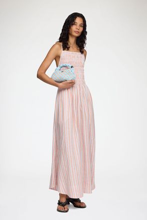 Ganni Cantaloupe Dress in Striped Linen - Size 32