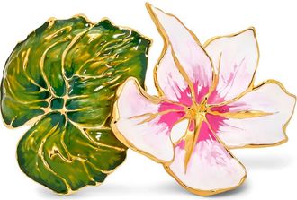 Oscar De La Renta Cyclamen & Leaf Enamel Cuff Bracelet in Pink at Nordstrom