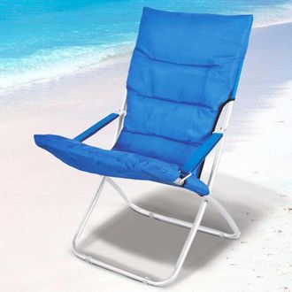 Trade Shop Trade Shop - Spiaggina Sedia Canapone In Acciaio Tessuto Imbottito Pieghevole Relax Blu