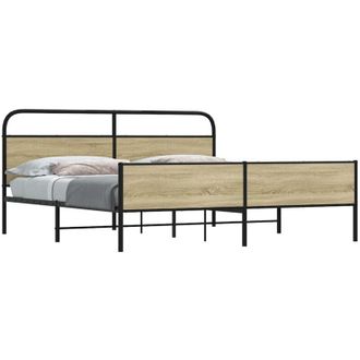 vidaXL Vidaxl - Estructura De Cama Sin Colch&oacute;n Metal Roble Sonoma 183x213 Cm
