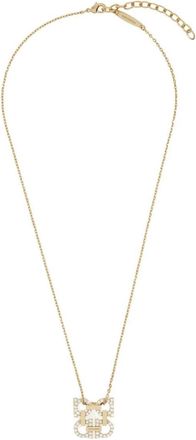 Ferragamo Crystal Embellished Four Gancini Pendant Necklace Accessories