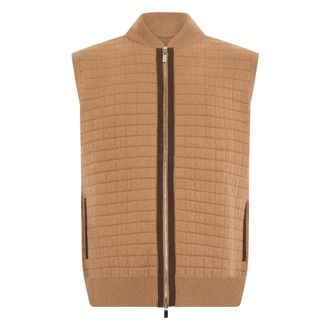 Fedeli Truien & Vesten, Heren, Bruin, L, Kasjmier, Mouweloze Vest