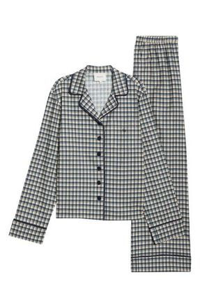 Reformation Coco Piped Check Stretch Organic Cotton Pajamas in Beacon Check at Nordstrom, Size X-Large